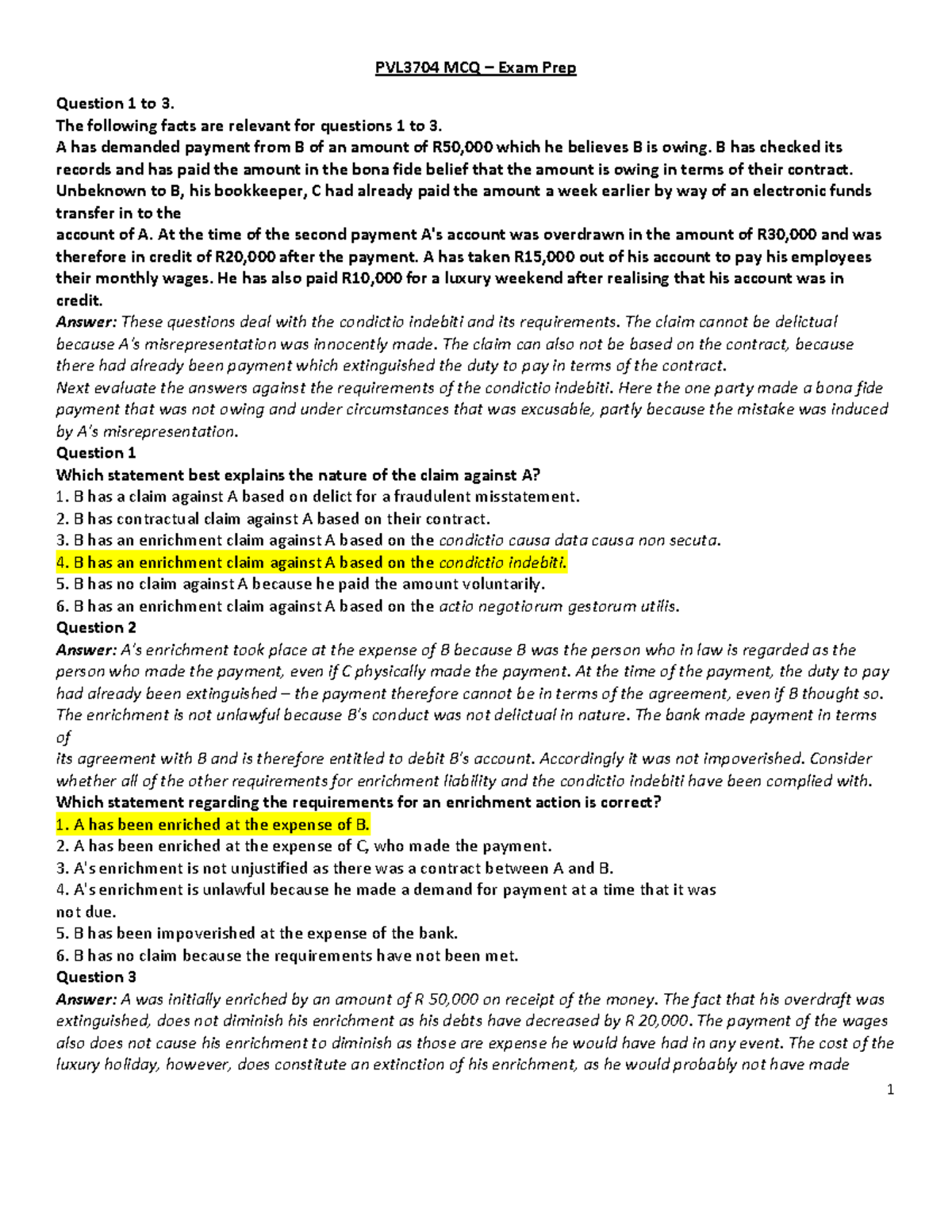 PVL3704 - MCQ Study Notes for Exam Preparation - Studocu