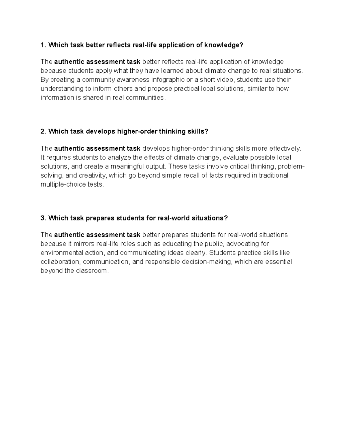 Authentic Assessment Tasks: Application of Knowledge & Skills Guide ...