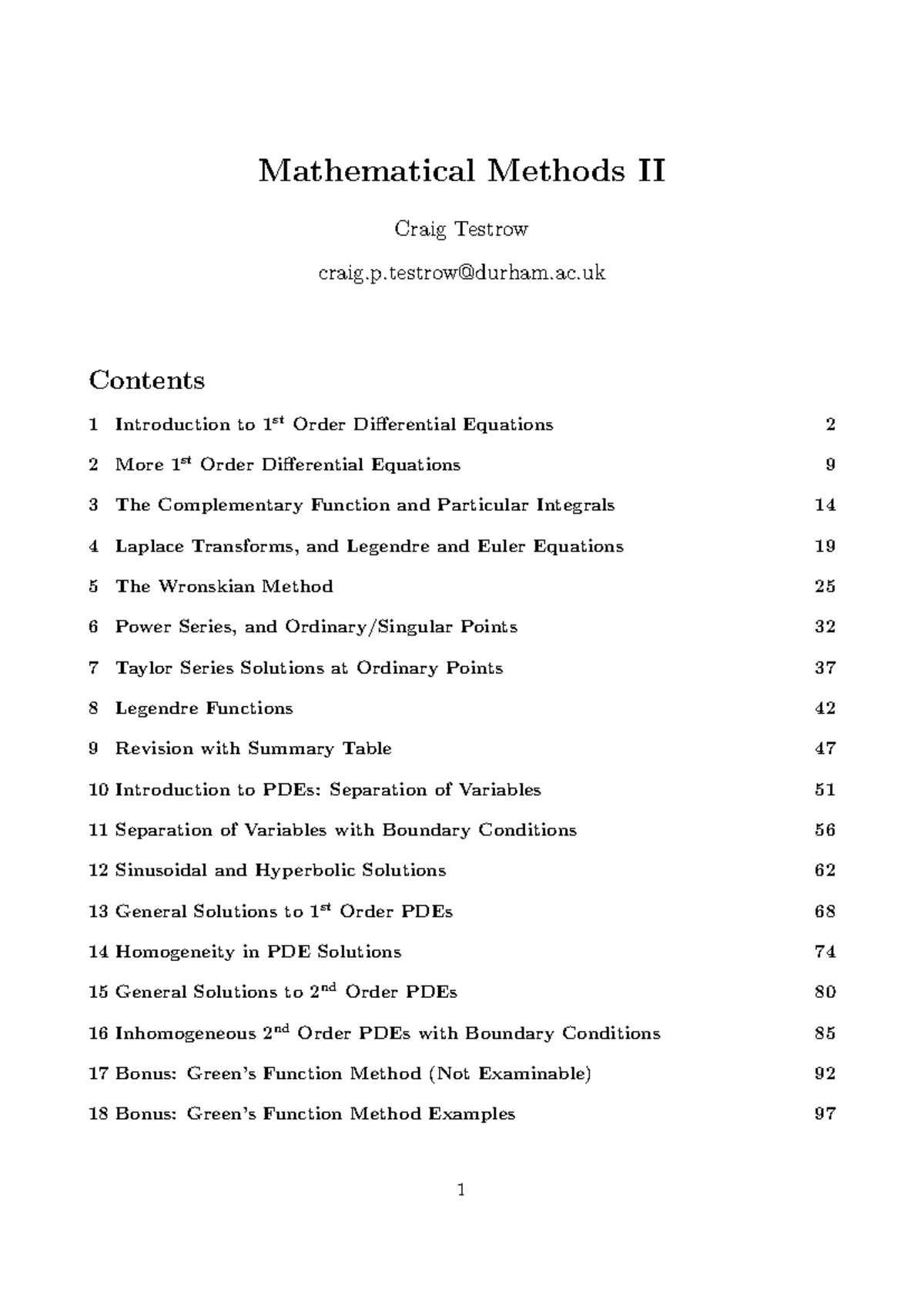 Math Met-2 - Lecture Notes on Differential Equations and ODEs - Studocu
