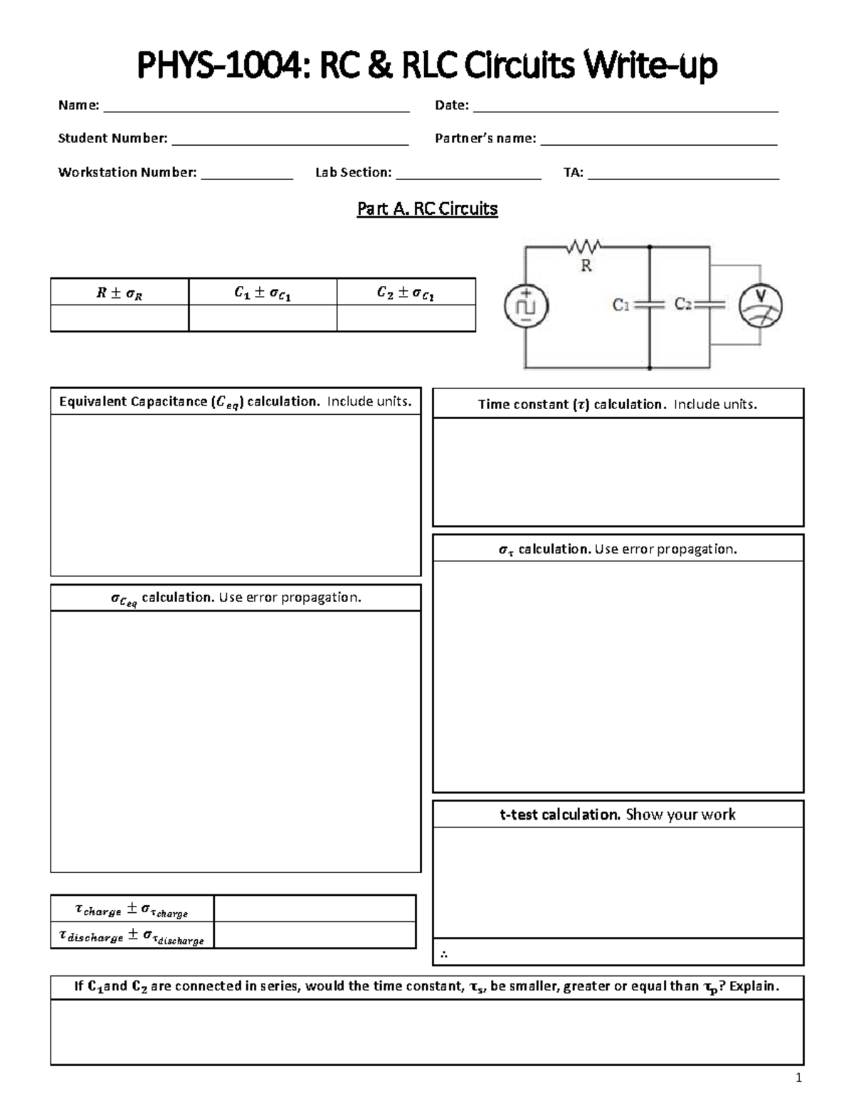 RC RLC Circuits Write-Up - 1 PHYS-1004: RC & RLC Circuits Write-up Name ...