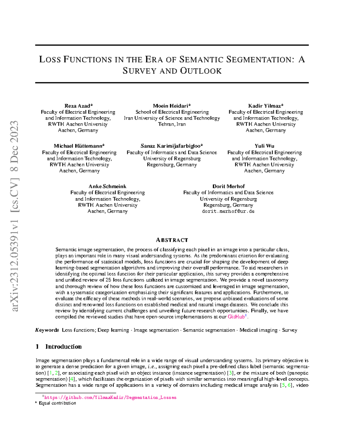 Compilation of Loss Functions in Semantic Segmentation: A Survey - Studocu