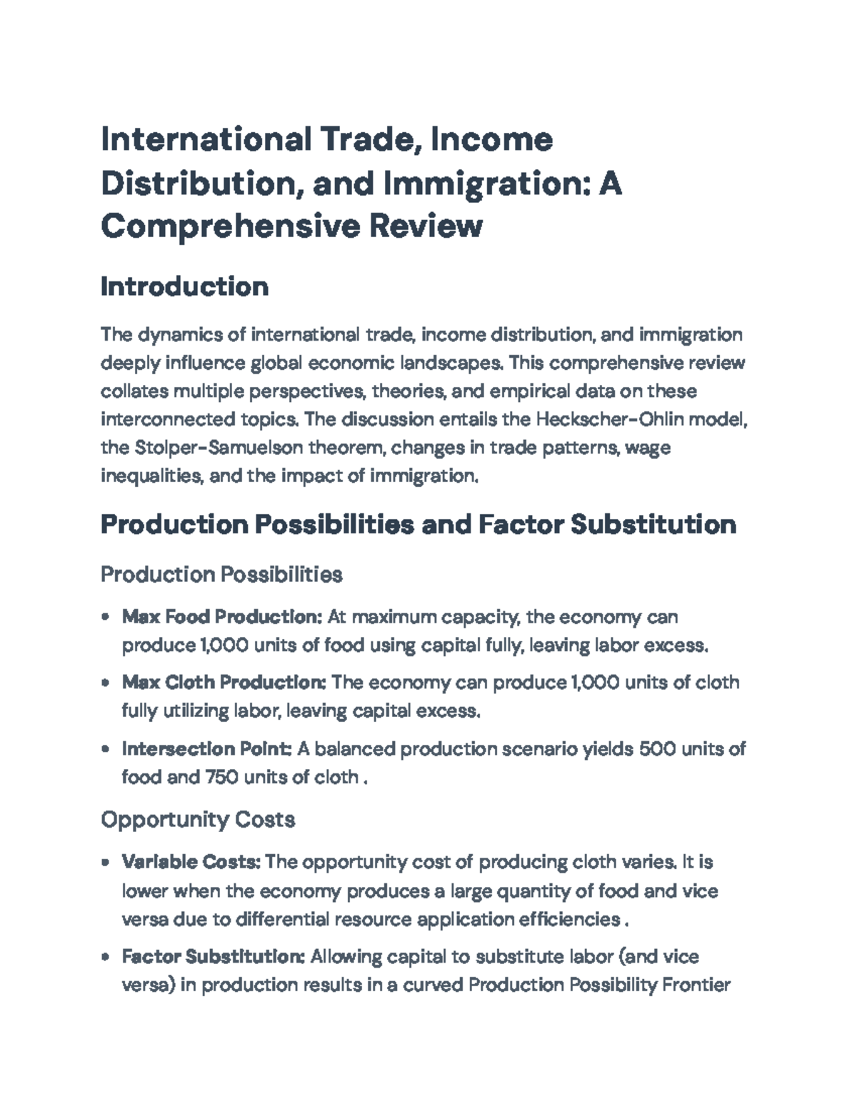 INT 301: International Trade, Income Distribution & Immigration Review ...