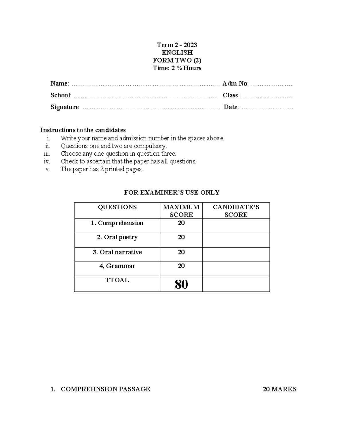 English F2 QS - I'm still a student and I really need these notes ...