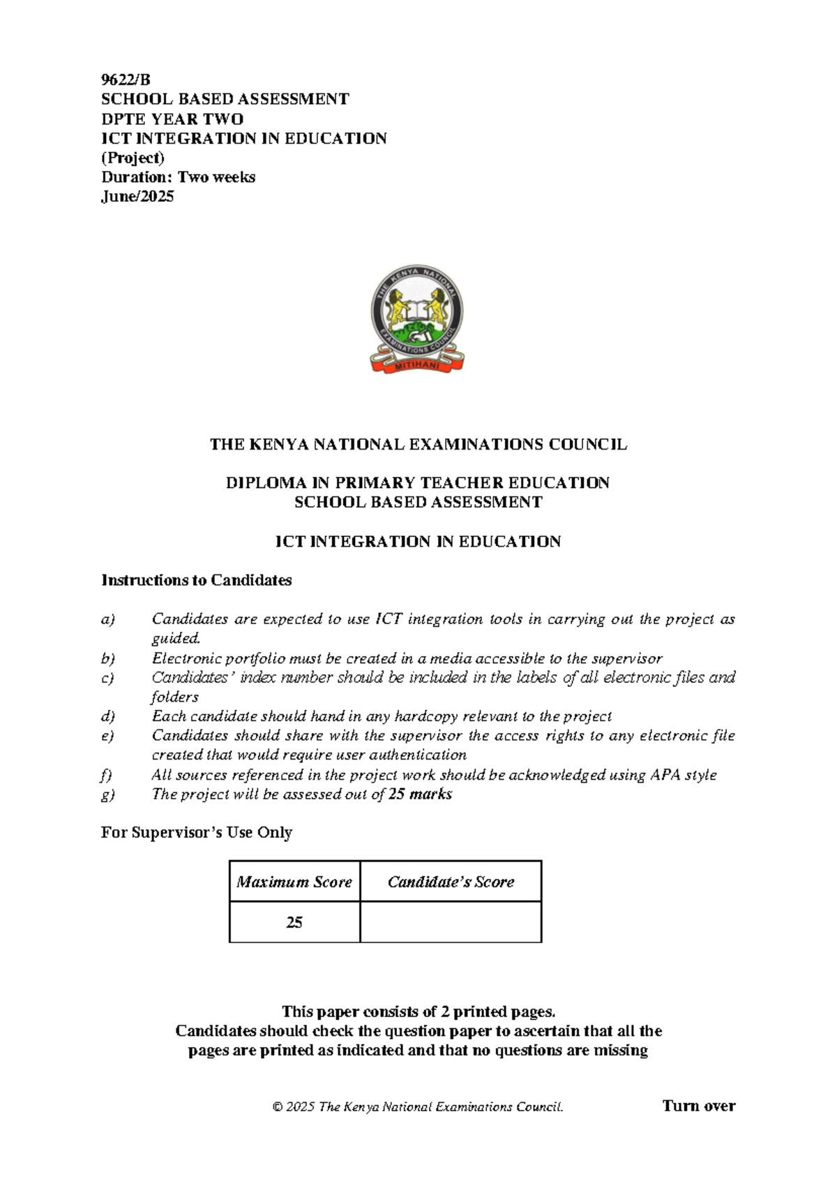 DPTE Year 2 Project: ICT Integration in Education Assessment - Studocu