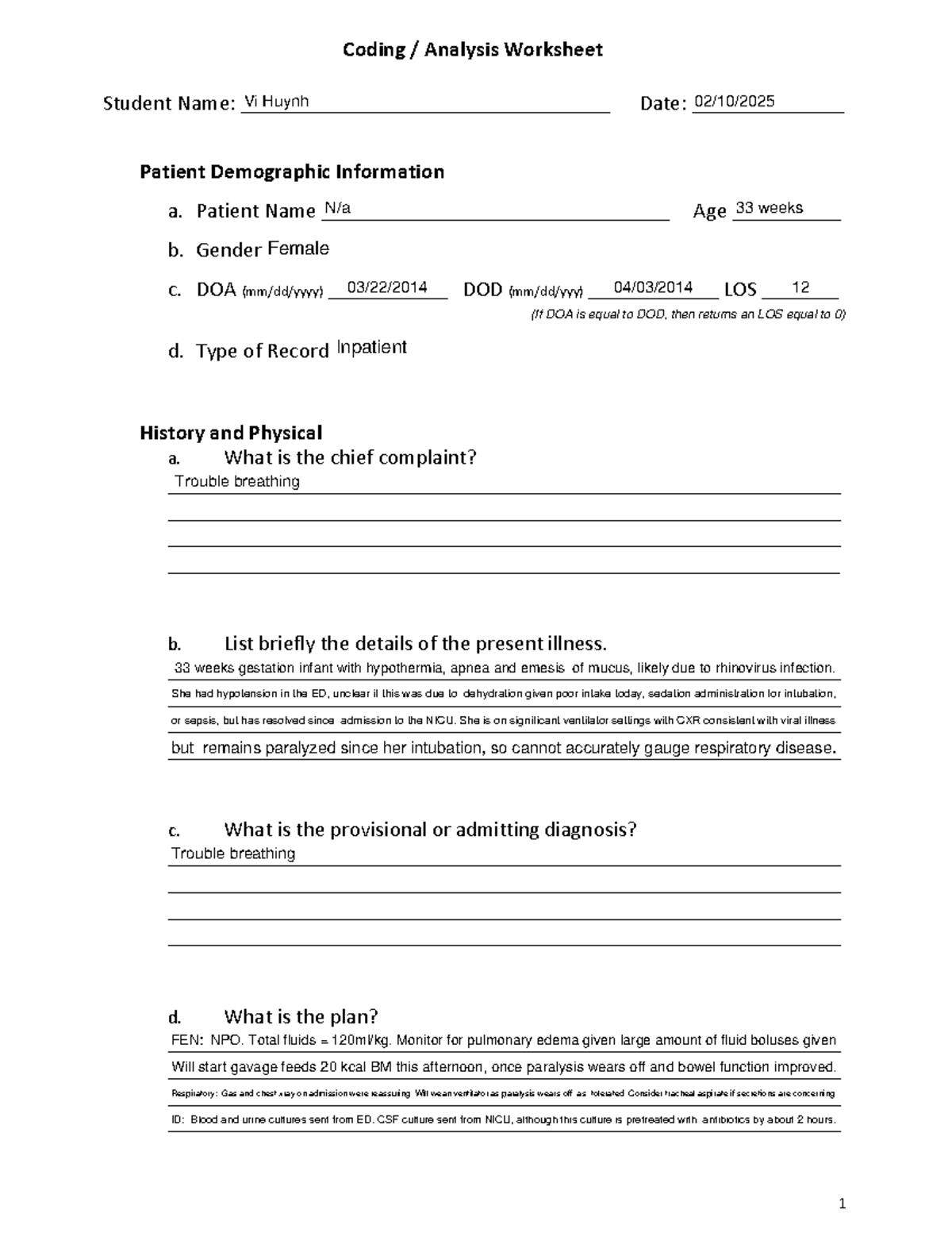 Quantitative Review Form IP-2 - 1 Coding / Analysis Worksheet Student ...