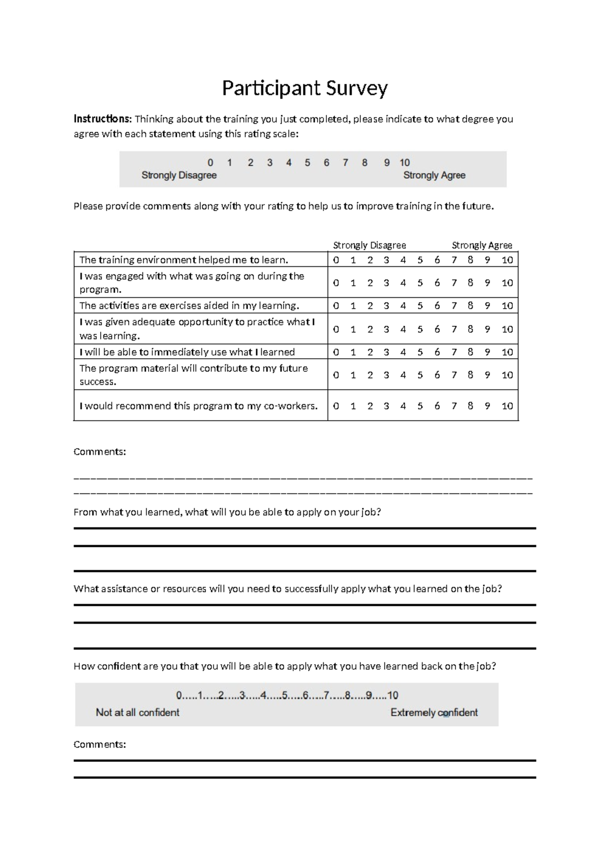 Participant Survey Form - Participant Survey Instructions: Thinking ...
