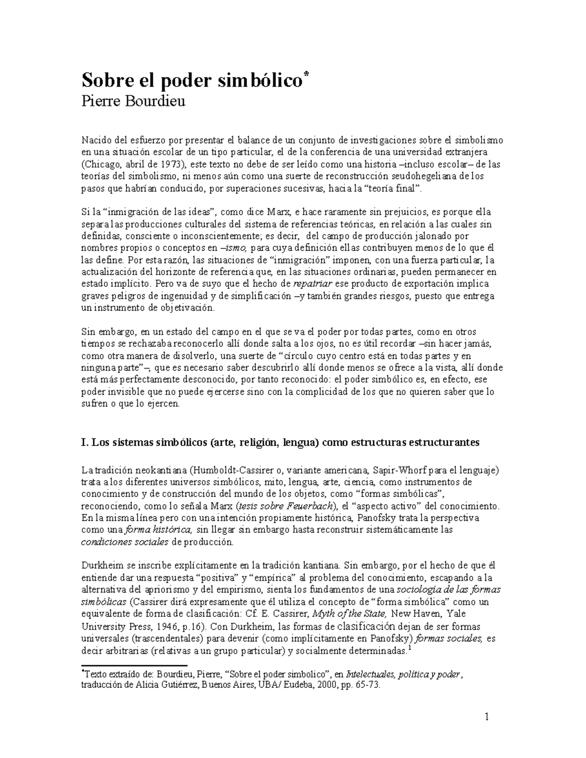 Bourdieu - Análisis del Poder Simbólico en la Teoría Social - Studocu