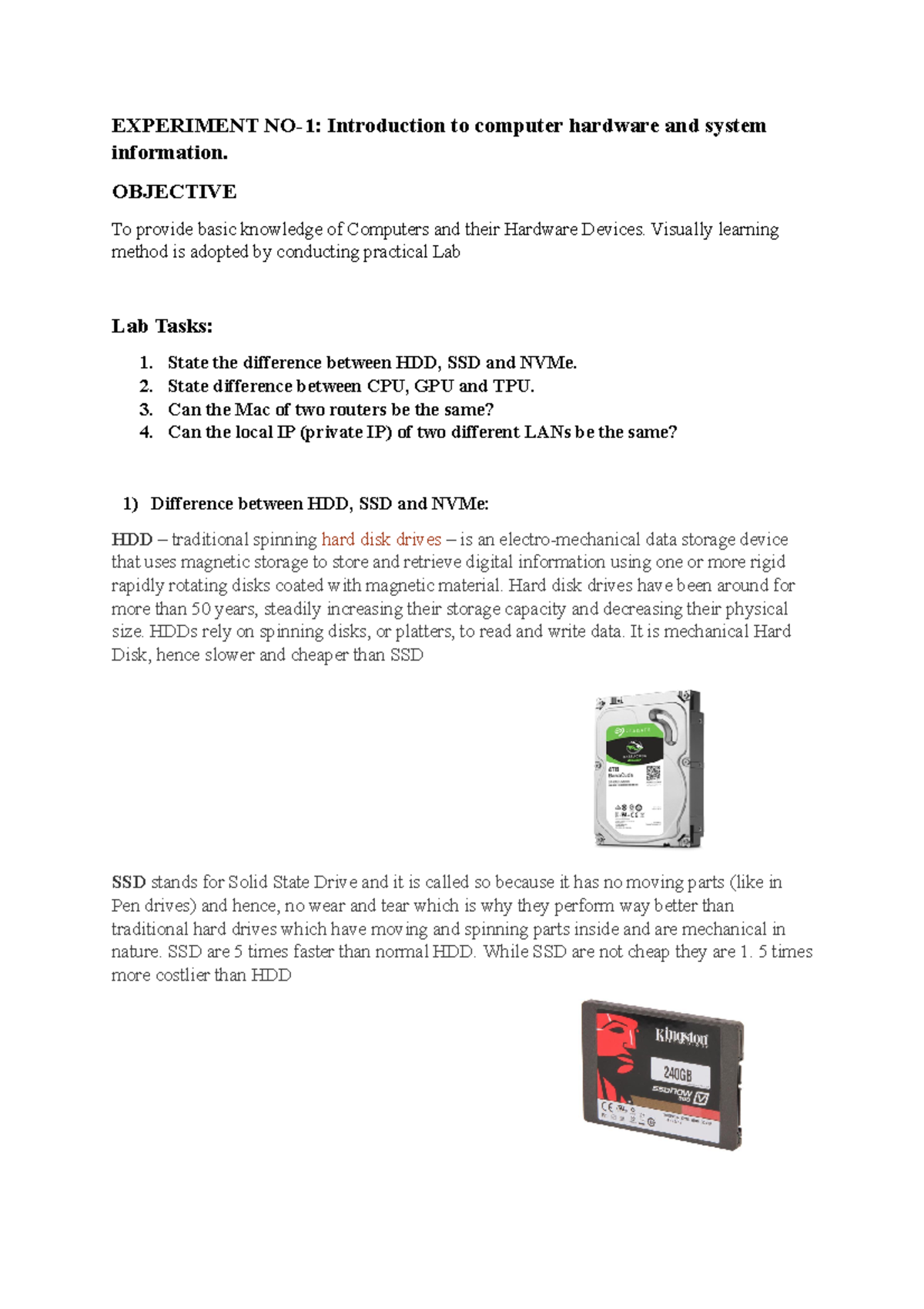 CS101 Assignment 1: Computer Hardware & System Introduction - Studocu