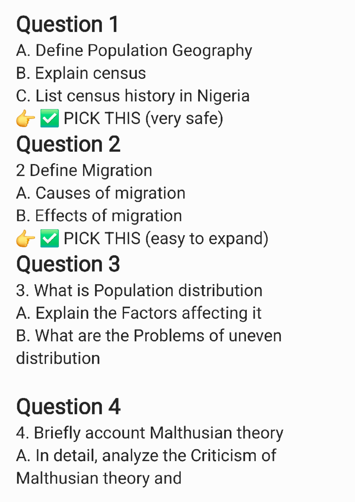 Population Geography - Question 1 A. Define Population Geography B ...