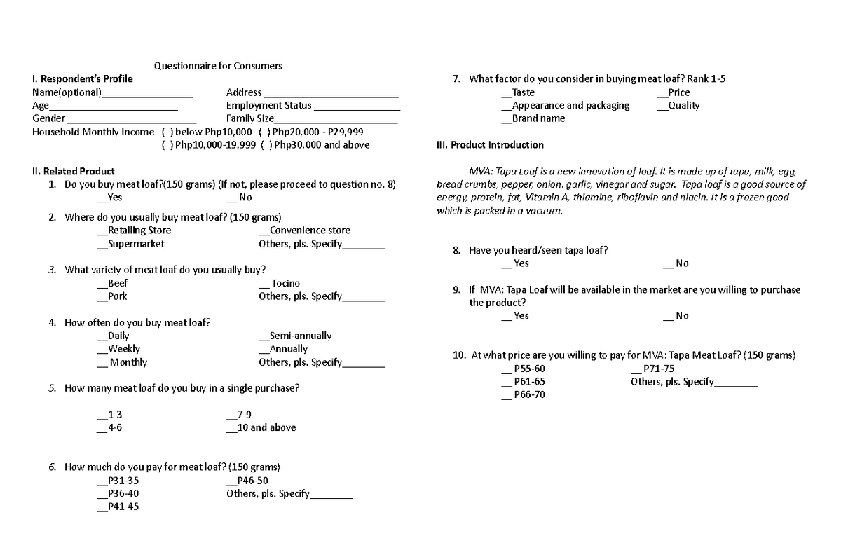 Questionnaire - cosumer-1 - Questionnaire for Consumers I. Respondent’s ...