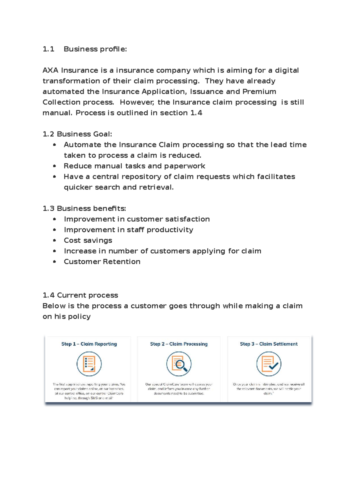 Insurance Project - BA Notes: Automating Claim Processing - Studocu