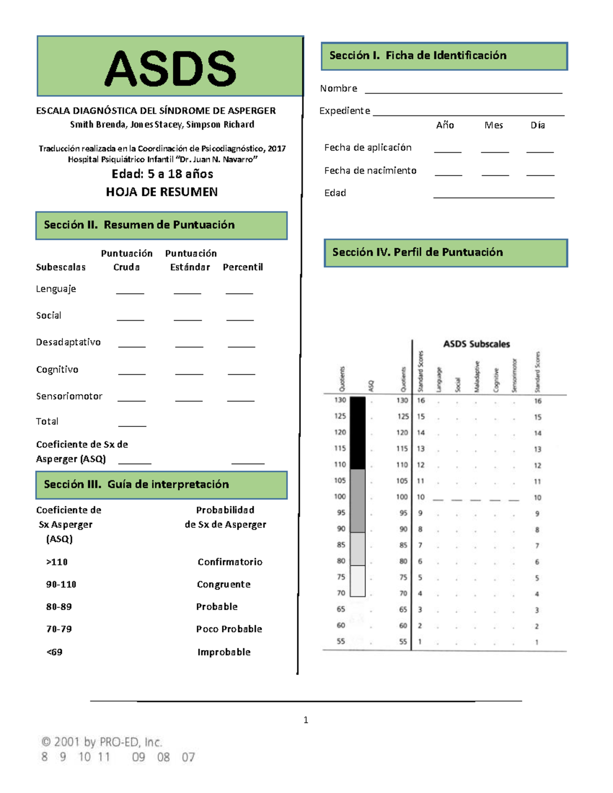 ASDS Protocolo Español: Escala Diagnóstica del Síndrome de Asperger ...
