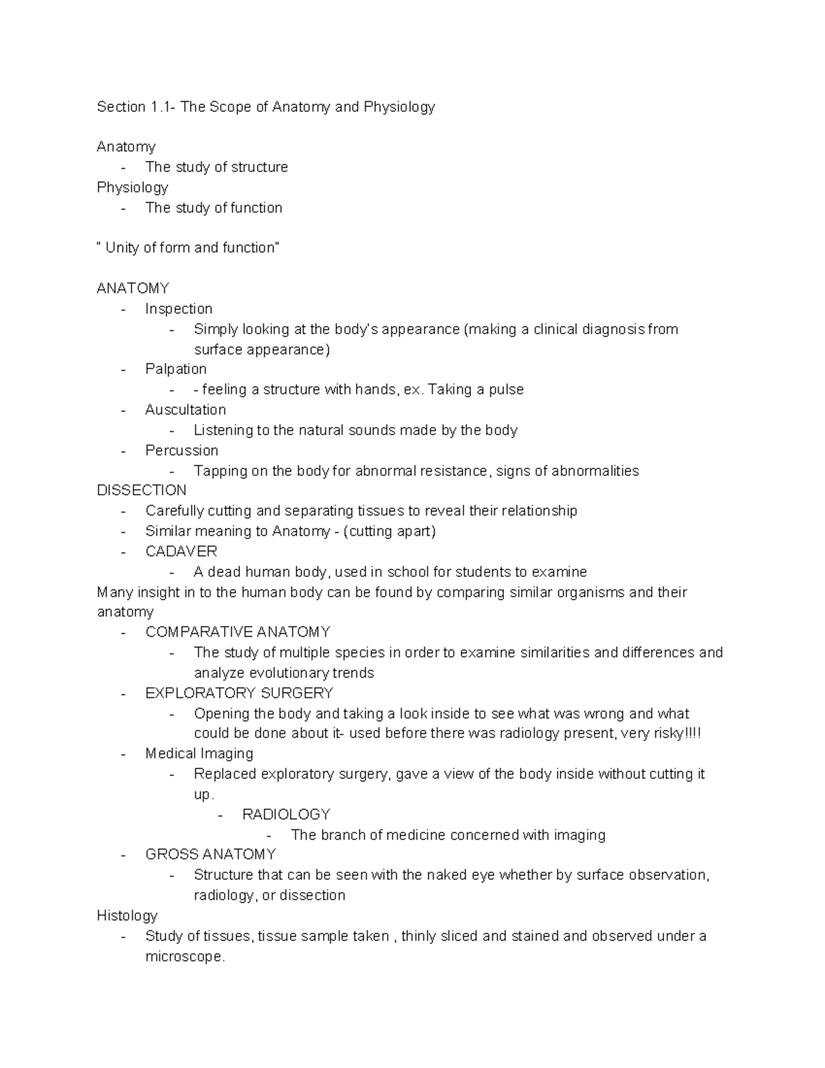Chapter 1 Outline: Anatomy and Physiology (A&P) Overview - Studocu
