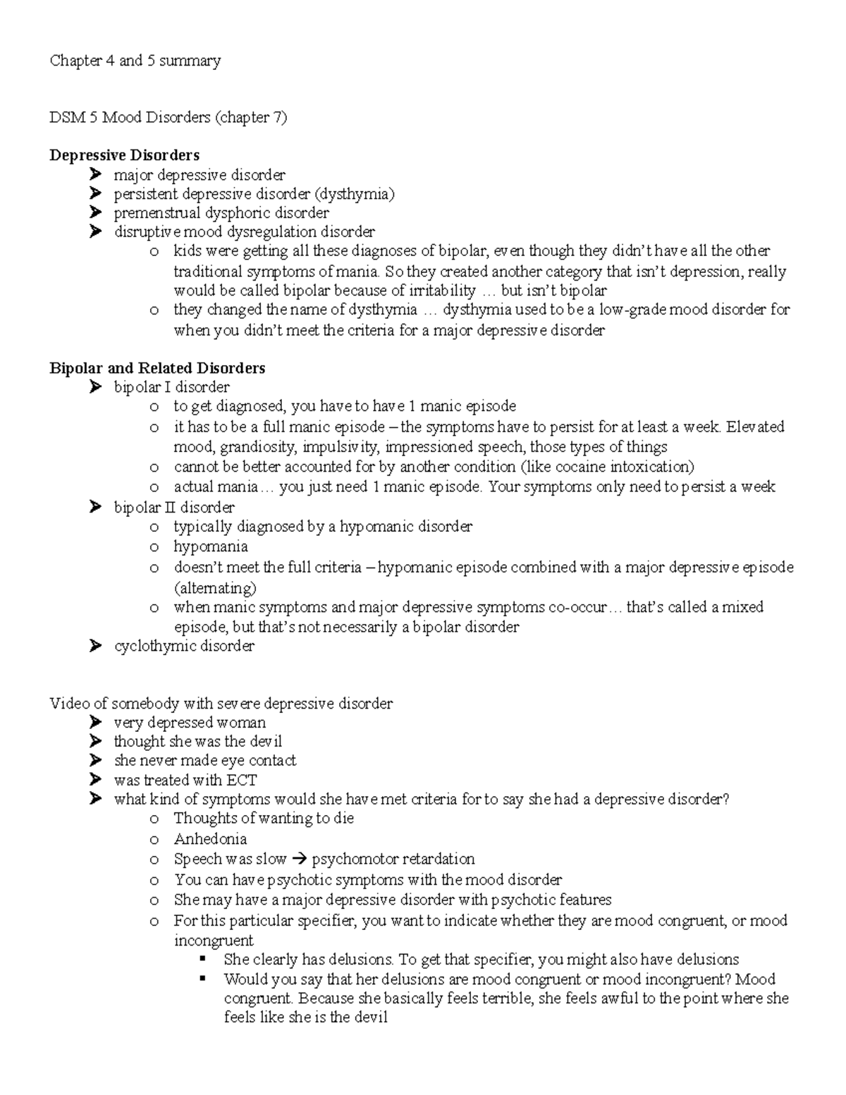 Chapter 4-5 Summary: Mood Disorders in Abnormal Psychology (PSYC 101 ...
