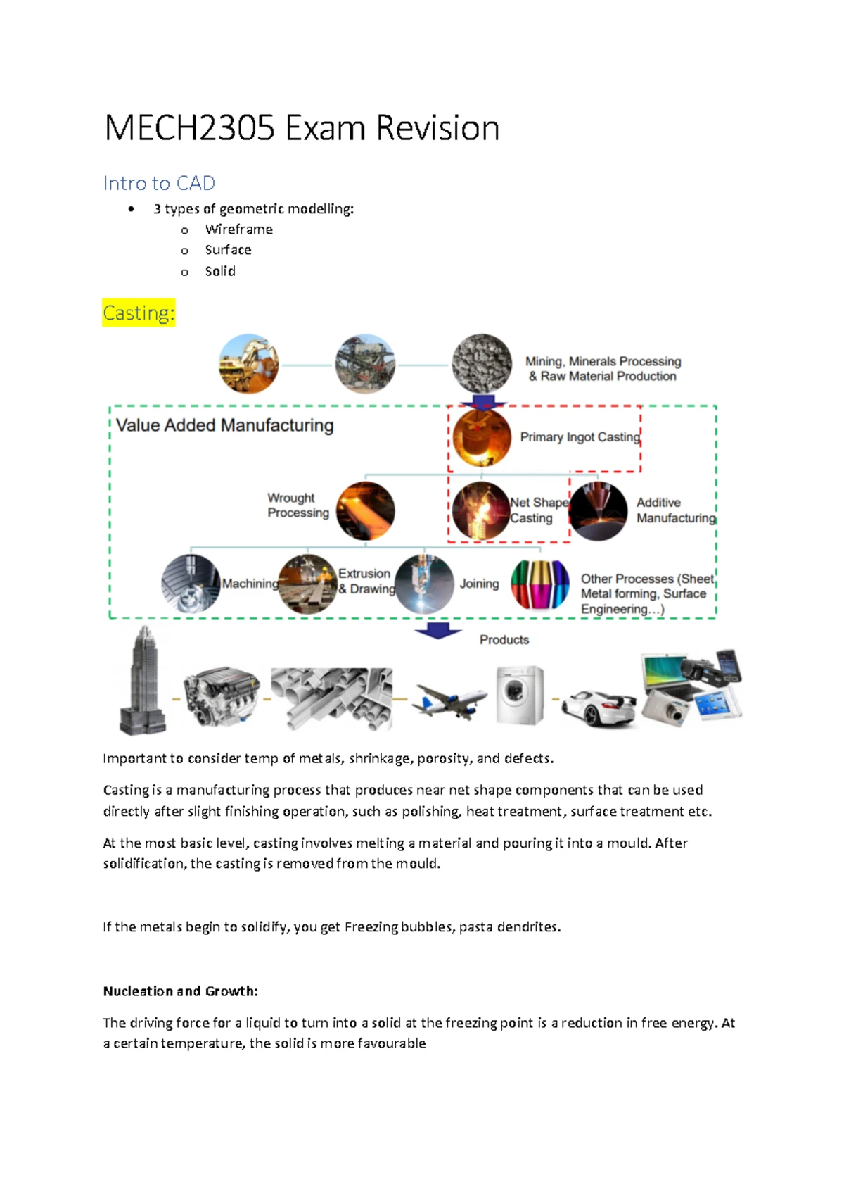 MECH2305 - Lecture Notes on Casting, Forging, and Manufacturing ...