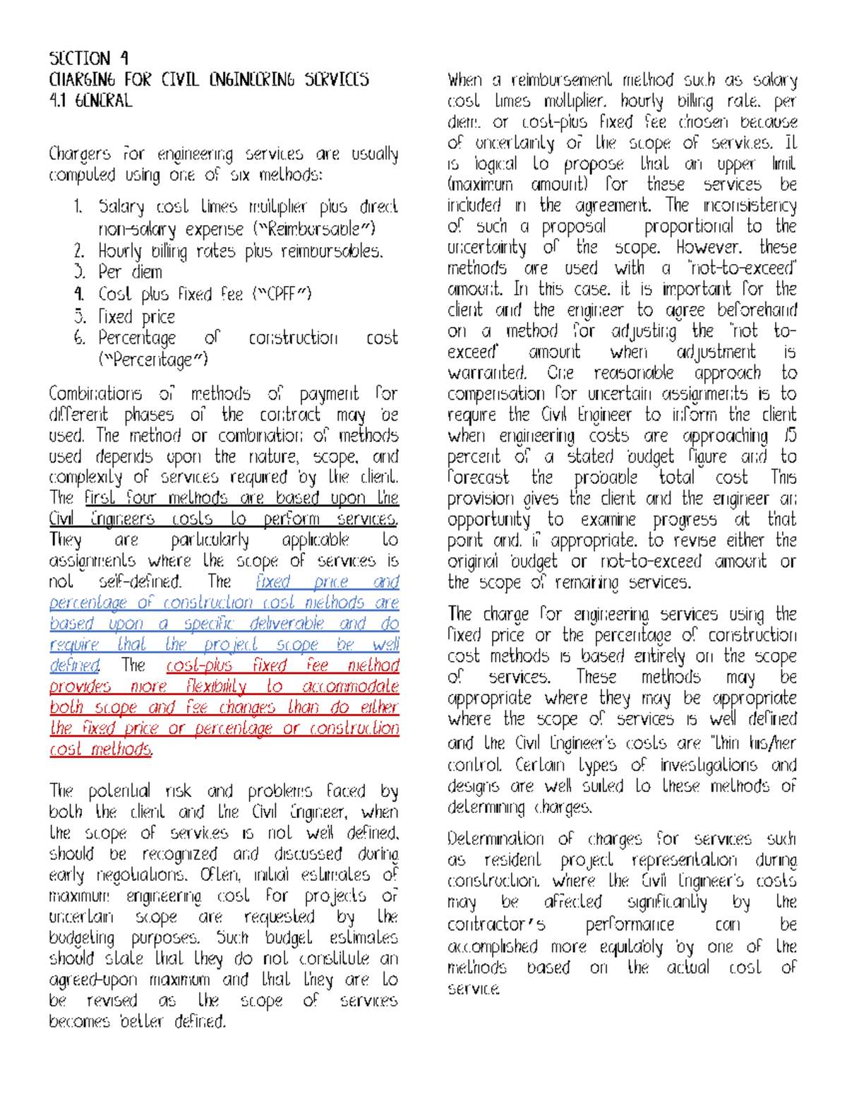 Section 4 - Charging for Civil Engineering Services and Rates - Studocu