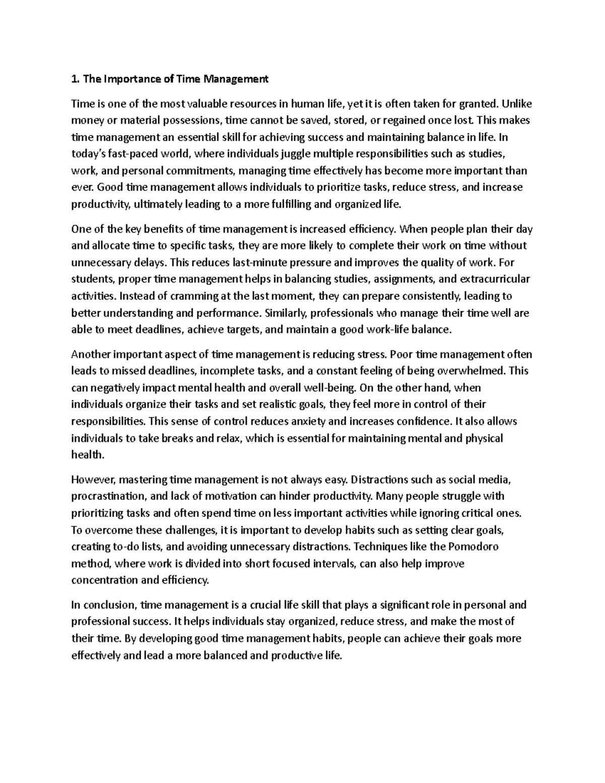 CS 101: The Importance of Time Management for Success - Studocu