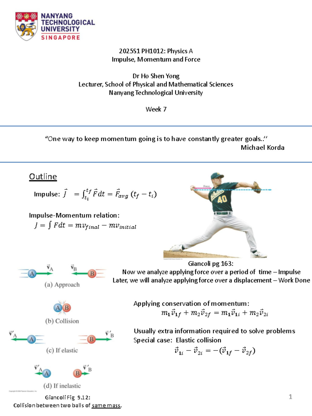 2025S1 PH1012: Physics A Impulse, Momentum & Propulsion Notes - Studocu