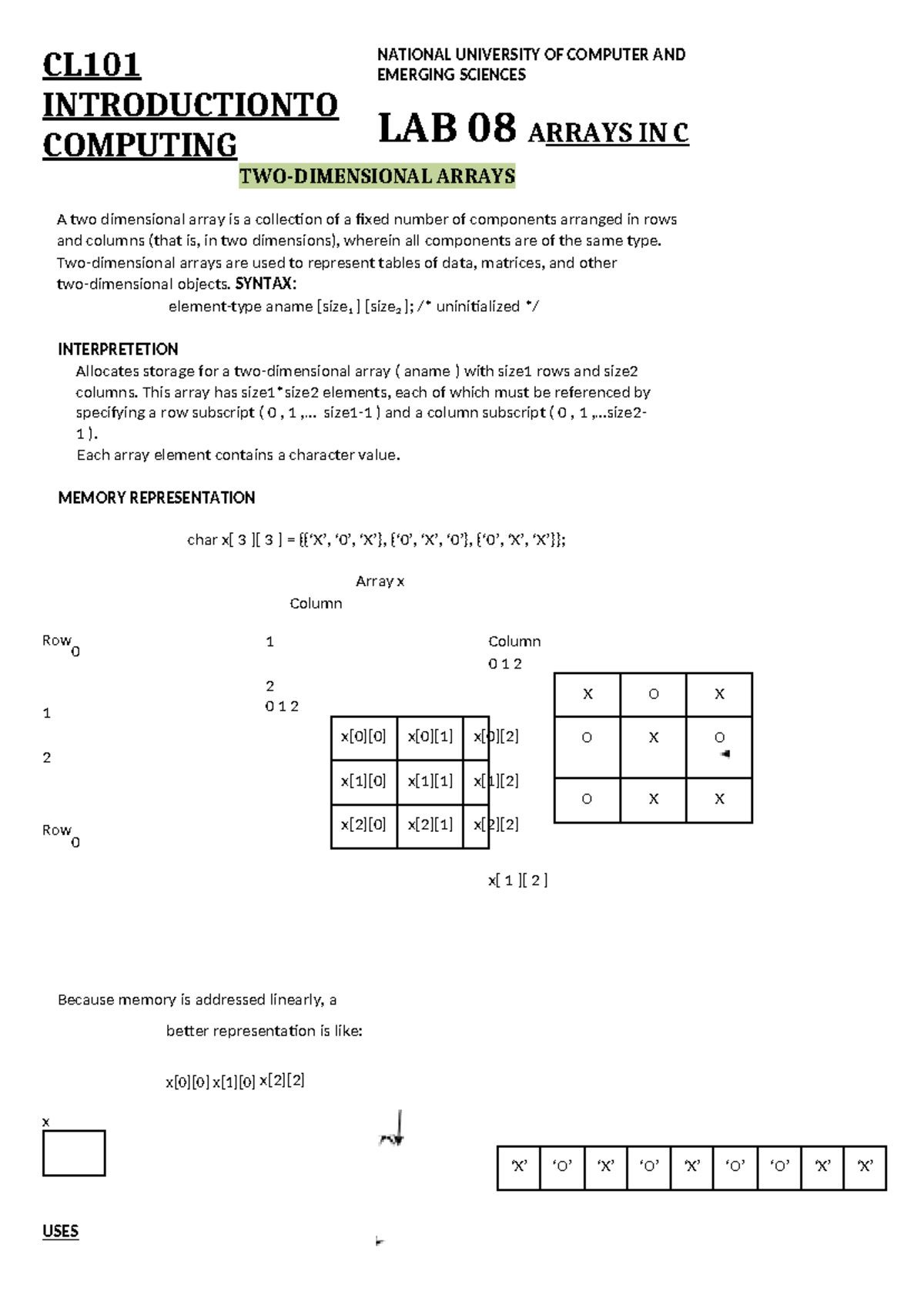 Arrays in C: Lab 08 & 09 on Two-Dimensional & Multidimensional Arrays ...