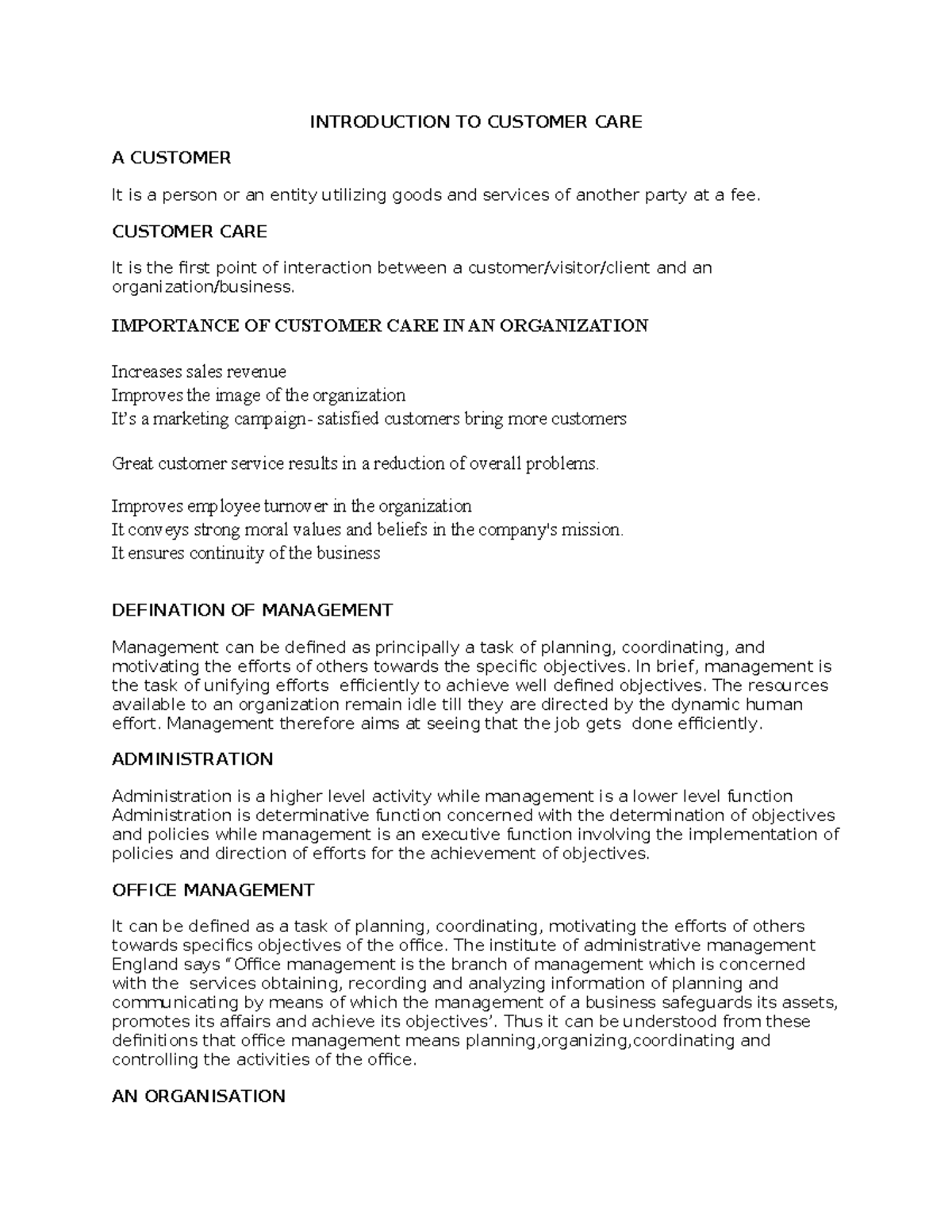 Customer CARE Standard Guide: Key Concepts and Techniques - Studocu