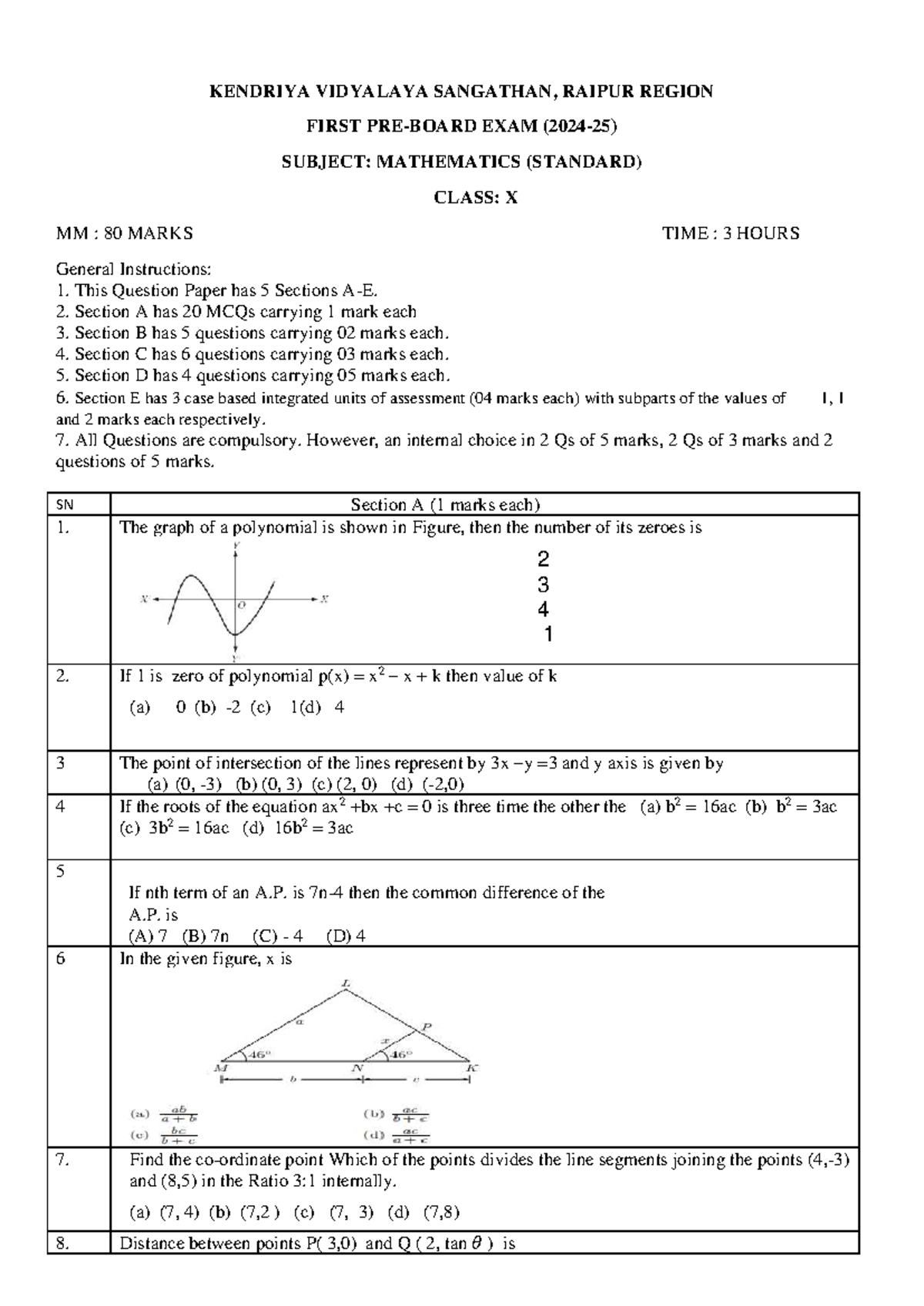 QP Maths Std X I PB - Pre Board Model Question Paper - Studocu