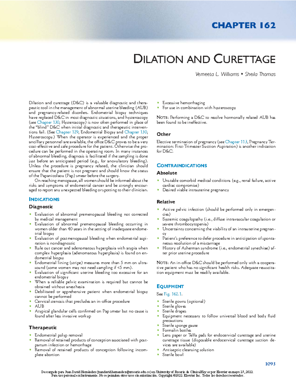CHAPTER 162: Dilation and Curettage Overview and Guidelines - Studocu