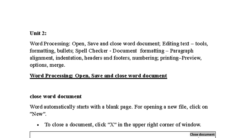Unit 2: Word Processing Techniques and Formatting (CS Notes) - Studocu