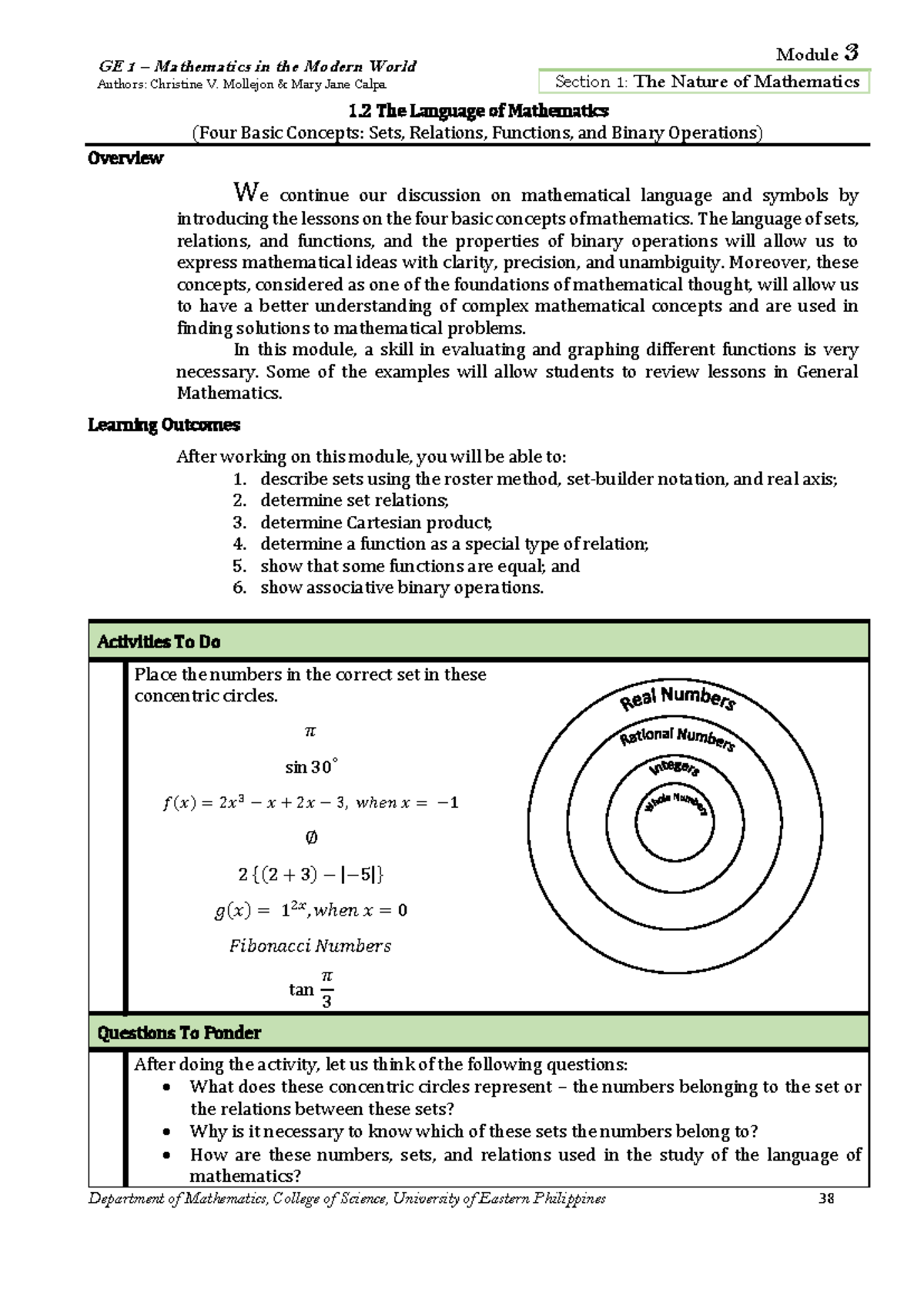 Module 3 - Mathematics for the Modern World - Business Administration ...