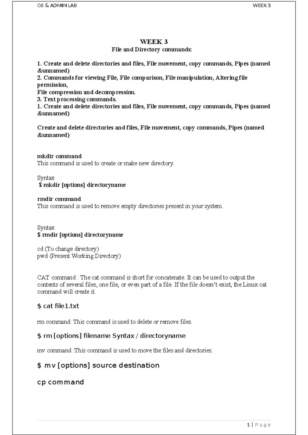 OS ADMIN WEEK 7-9: Shell Scripting & Network Command Essentials - Studocu