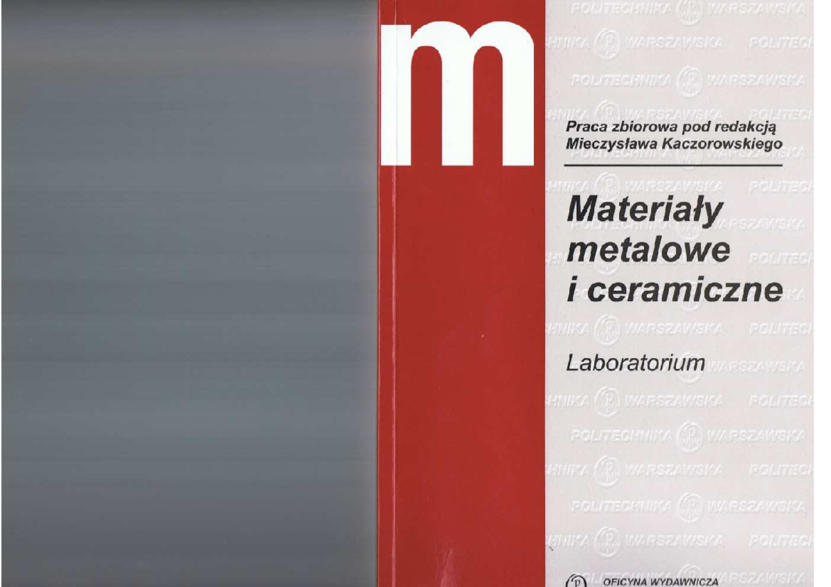 Laboratory Study on Metal and Ceramic Materials (M. Kaczorowski, 2012) - Document Preview