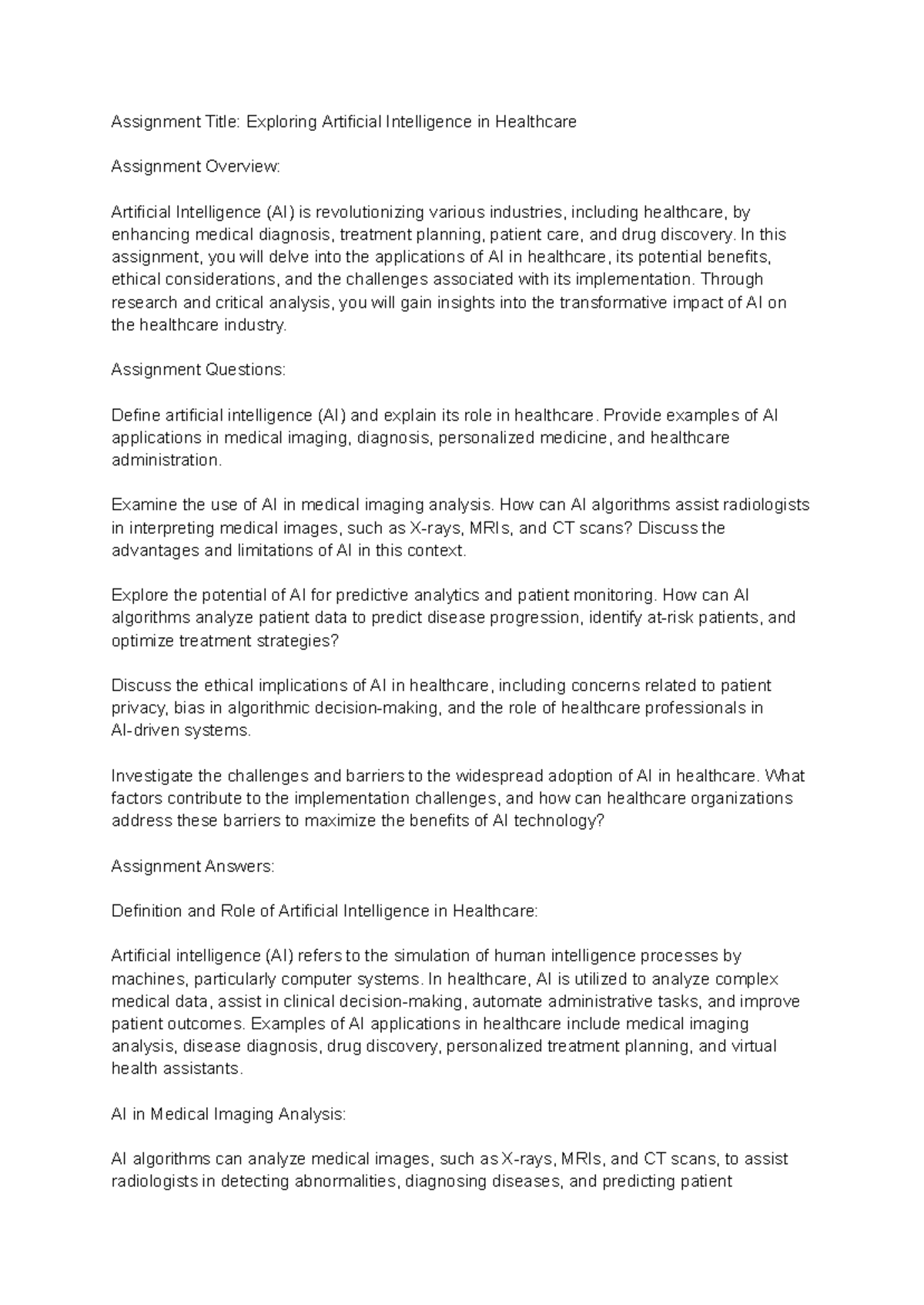 AI in Healthcare: Exploring Applications, Ethics & Challenges - Studocu