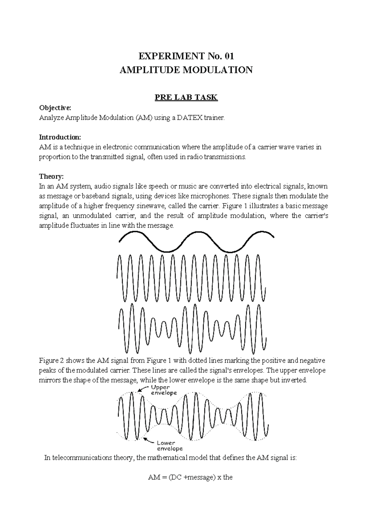 Cs Lab 1 (29) - Understanding Amplitude Modulation Experiment - Studocu
