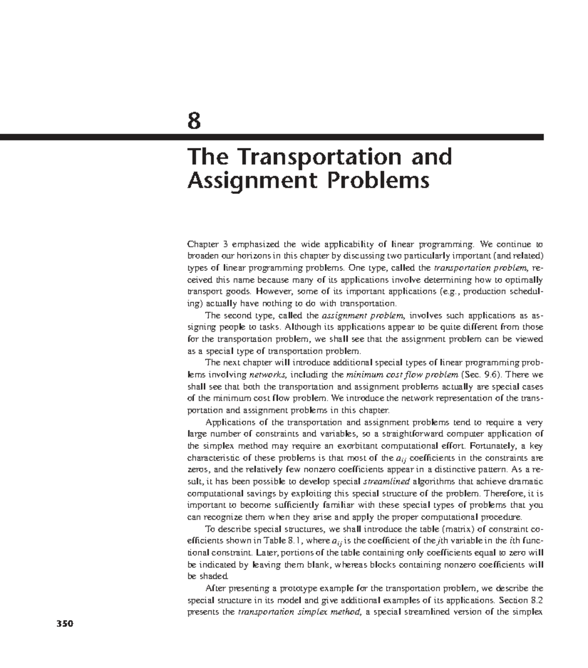 Transportation and assignment problems in linear programming (Chapter 3) - Document Preview