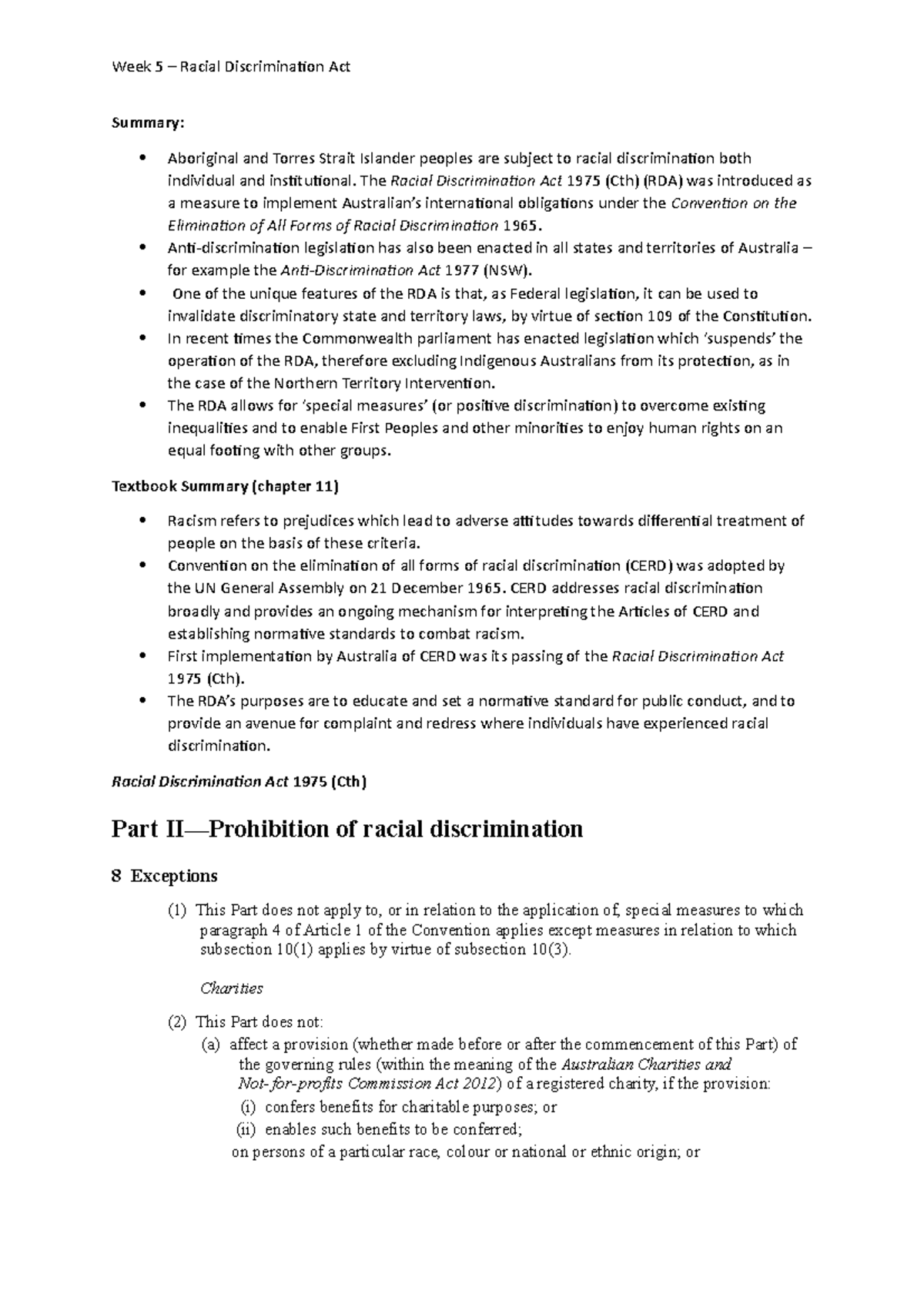 RDA 1975: Analyzing Australia's Racial Discrimination Legislation - Studocu