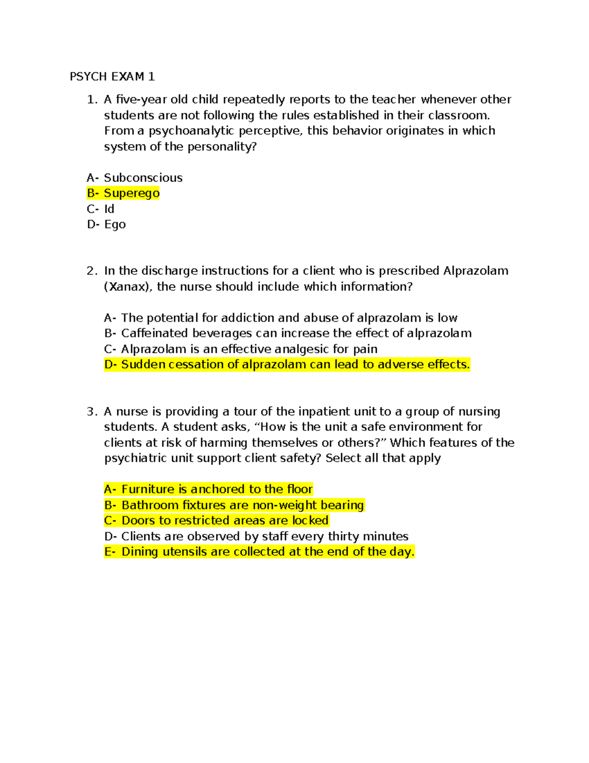 Psych 101: Final Exam Review Notes on Key Concepts and Scenarios - Studocu