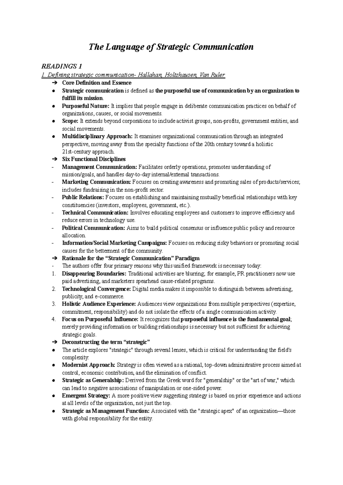 Strategic Communication: Key Concepts and Theories (20-31-13-522 ...