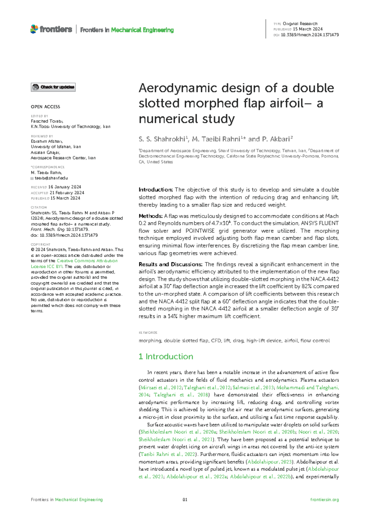 Aerodynamic Design of a Double Slotted Morphed Flap: A Numerical Study ...