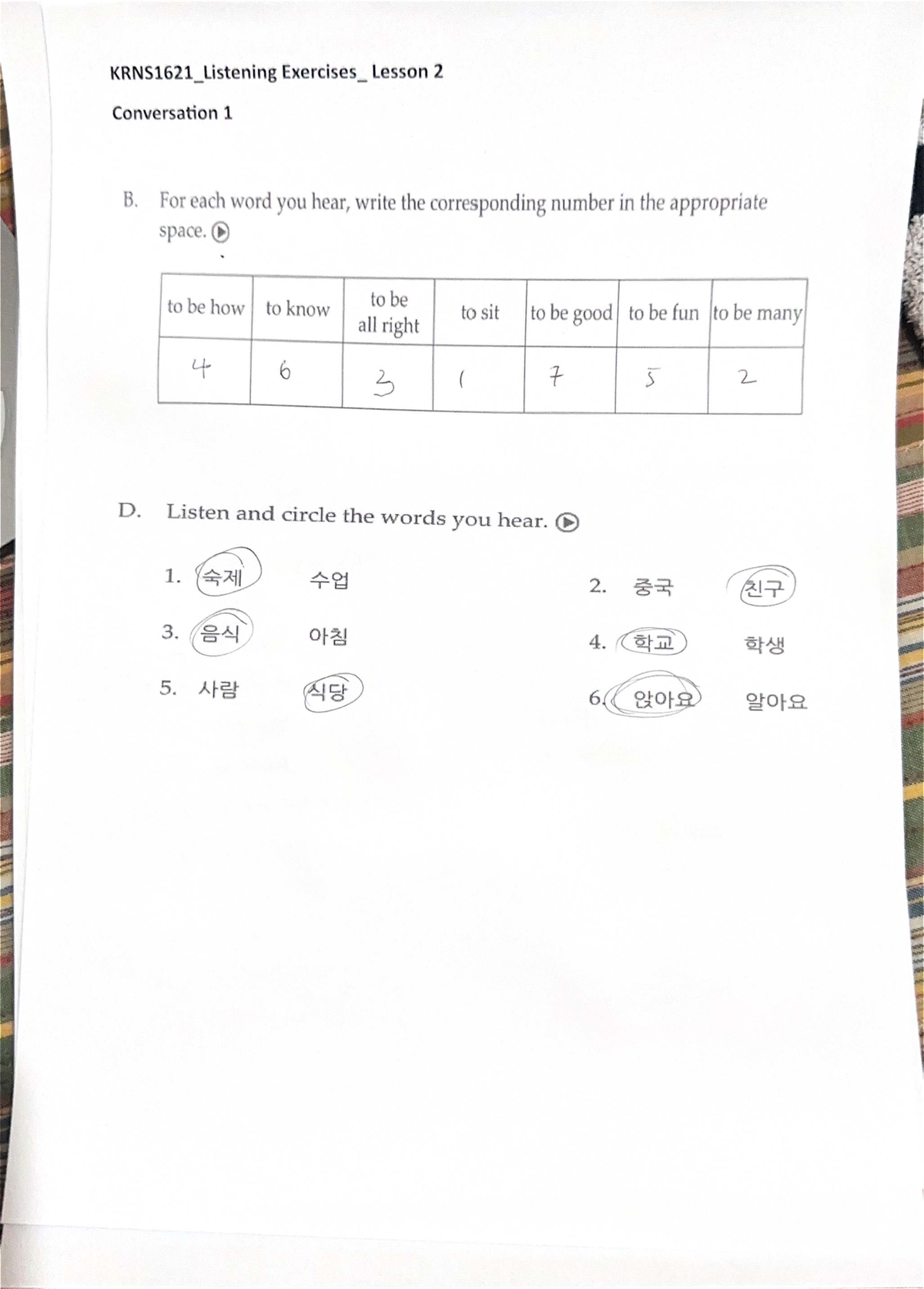 KRNS1621 Listening Exercises: Lesson 2 Homework Notes - Studocu