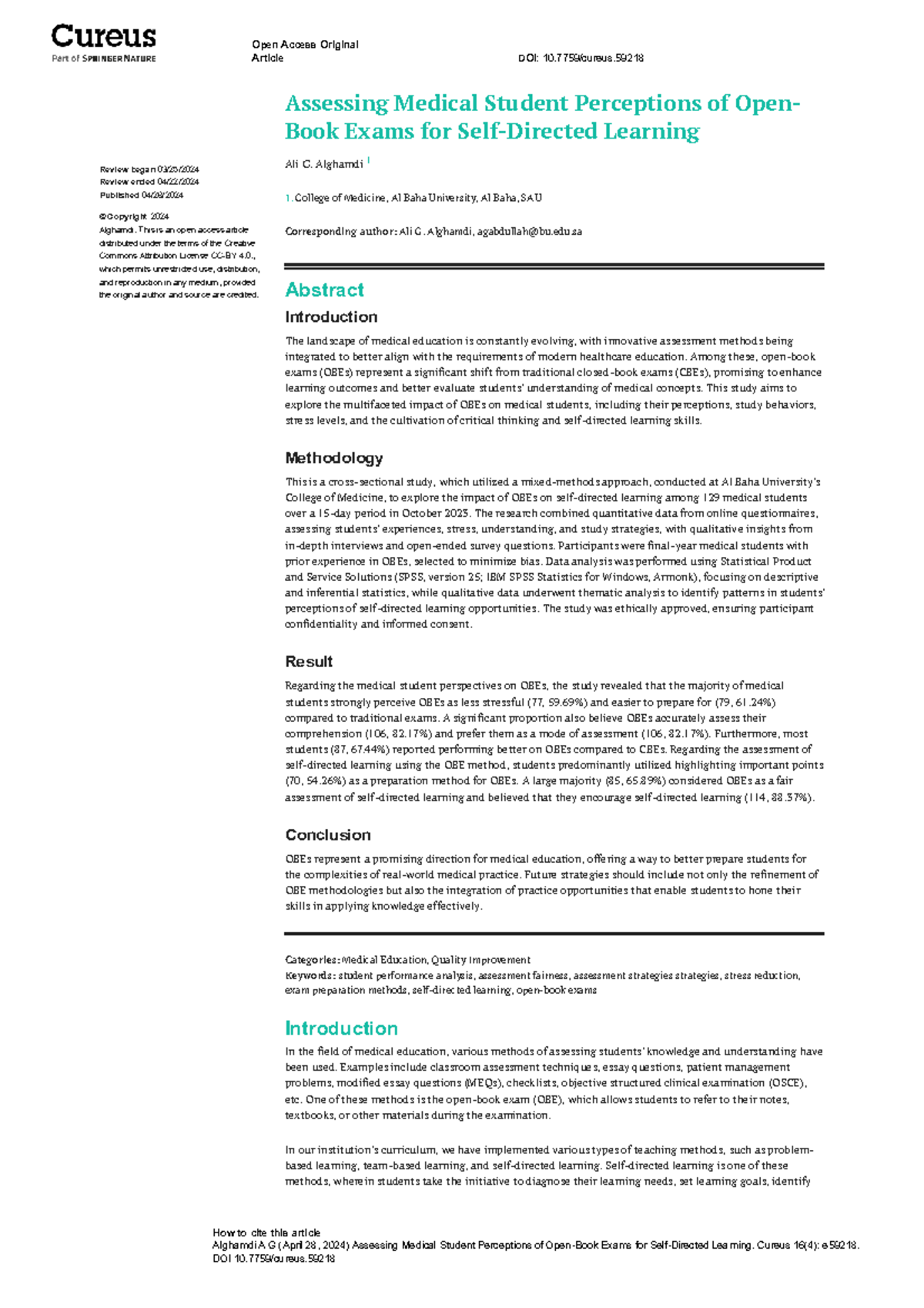 Assessing Medical Student Perceptions of Open Book Exams (OBE) - Studocu