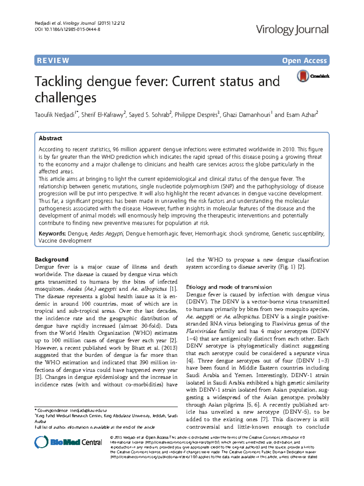 Dengue Fever: Current Status, Challenges, and Vaccine Developments ...