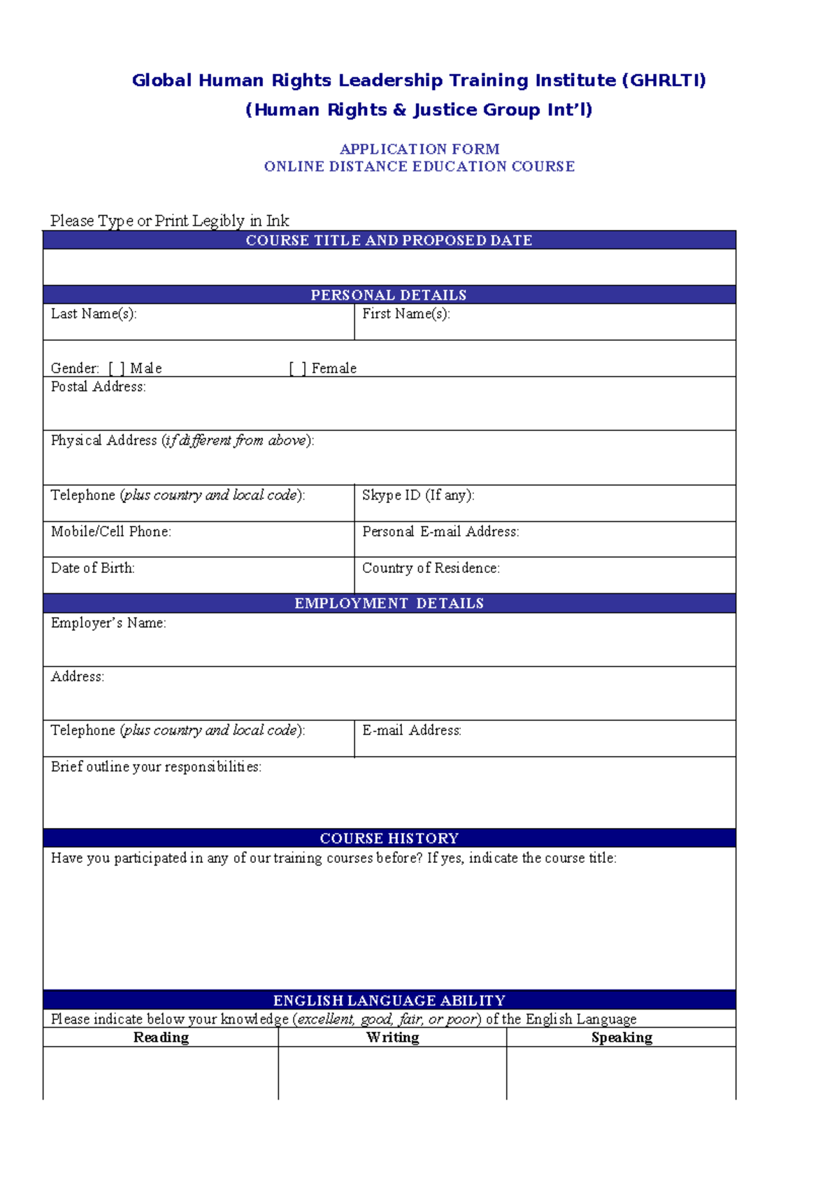 Application form-2017 - Global Human Rights Leadership Training ...