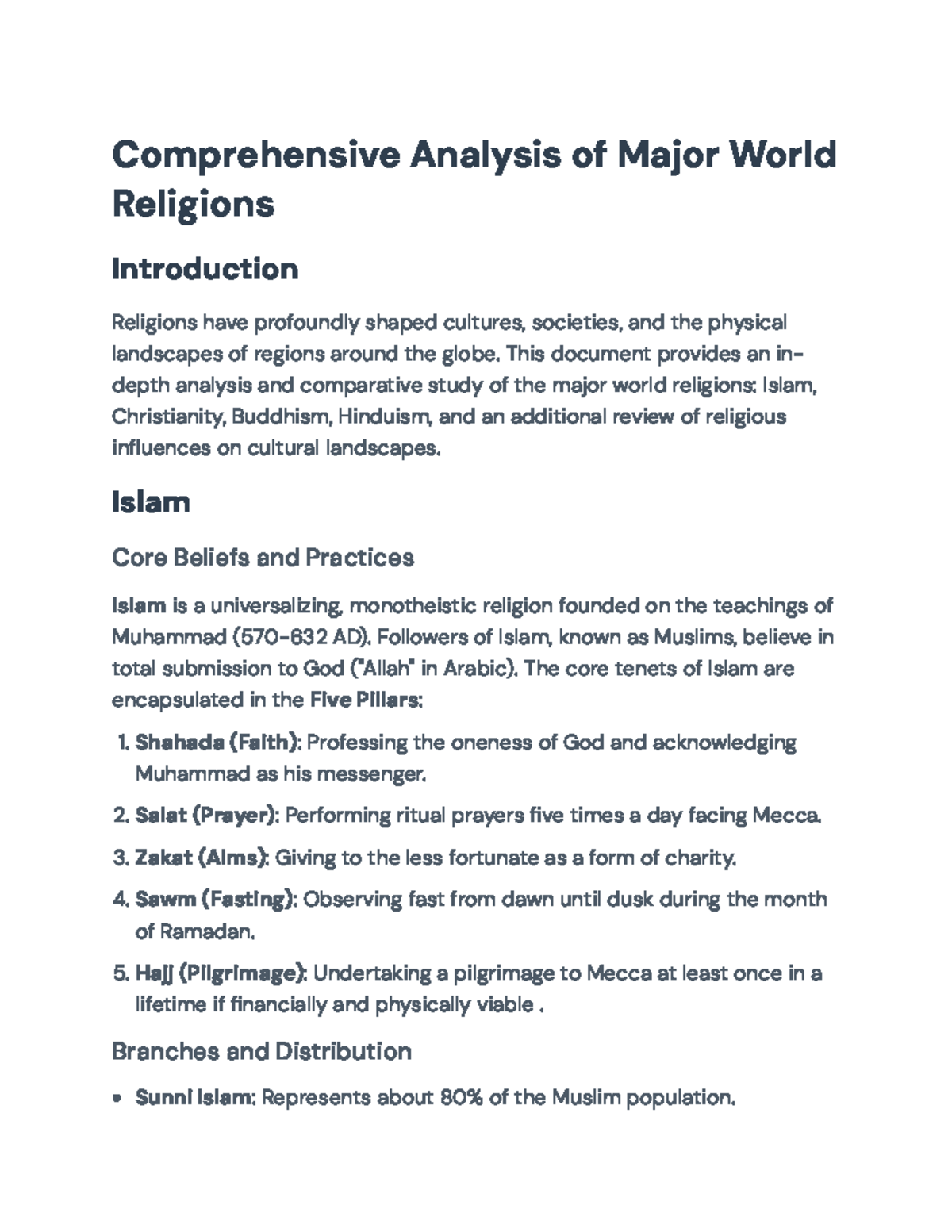 Comparative Study of Major World Religions: Beliefs and Impact ...
