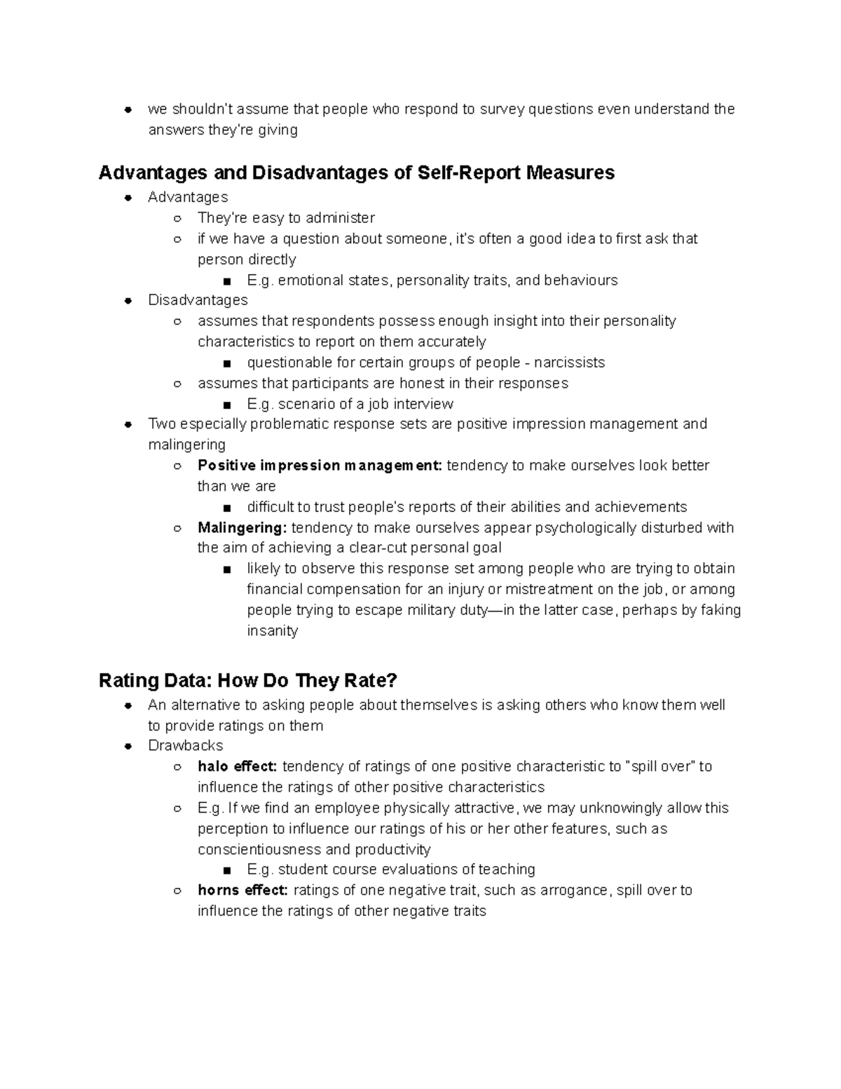 PSYC101 Chapter 2: Research Methods - Self-Report Measures Analysis ...