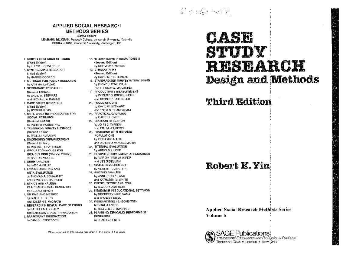 Applied Social Research Methods: Case Study Research Design (V. 5 ...