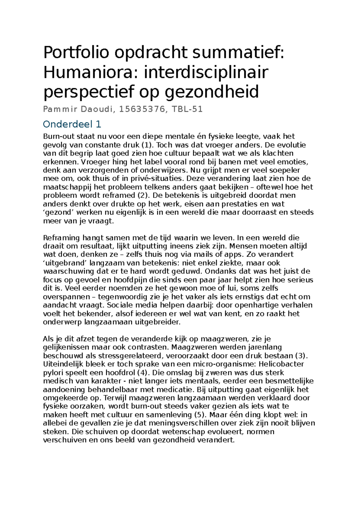 Portfolio Opdracht Summatief: Interdisciplinair Perspectief op ...