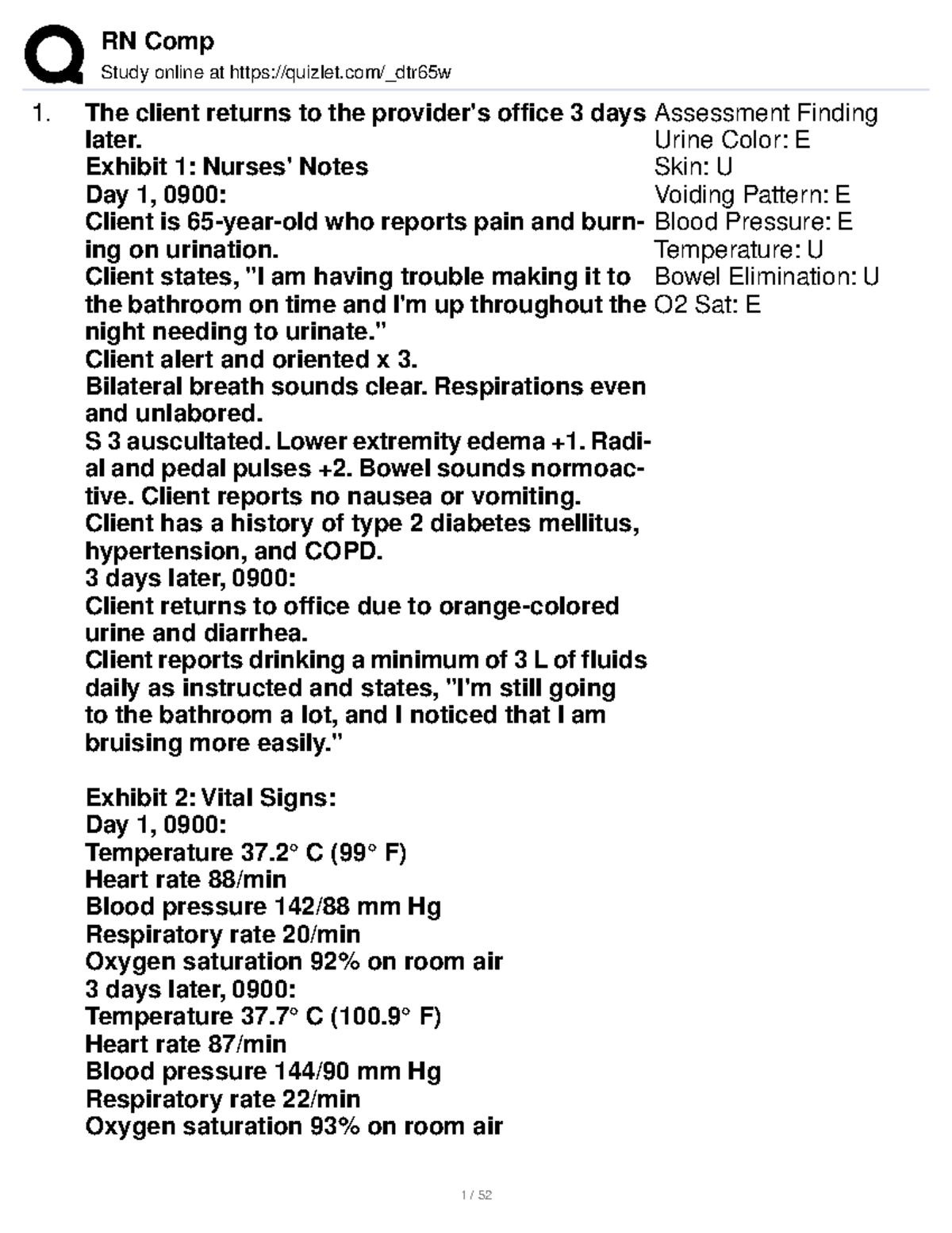 RN Comp Practice A - Client Assessments and Vital Sign Monitoring - Studocu