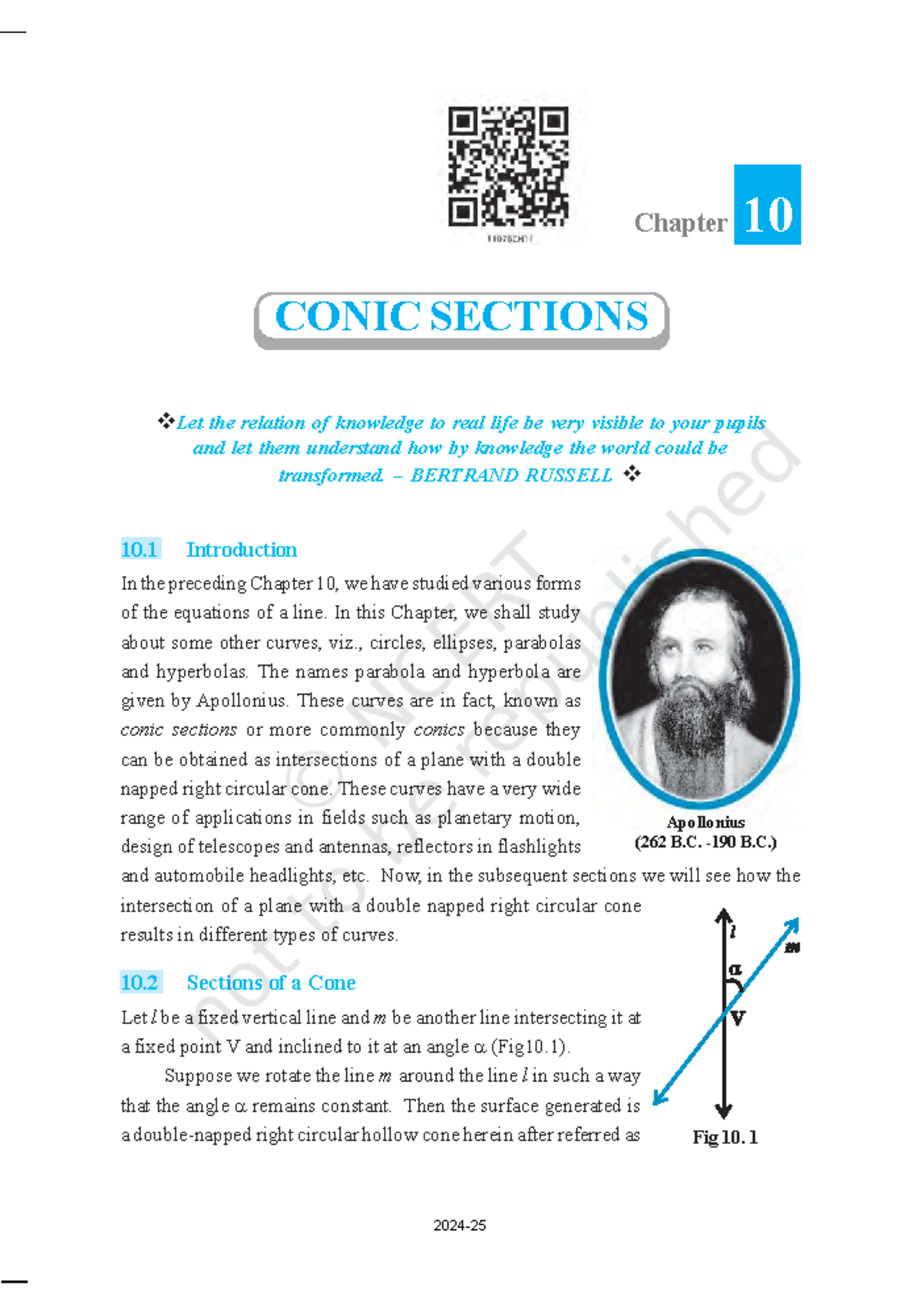 176 MATHEMATICS Chapter 10: Conic Sections Overview and Applications ...