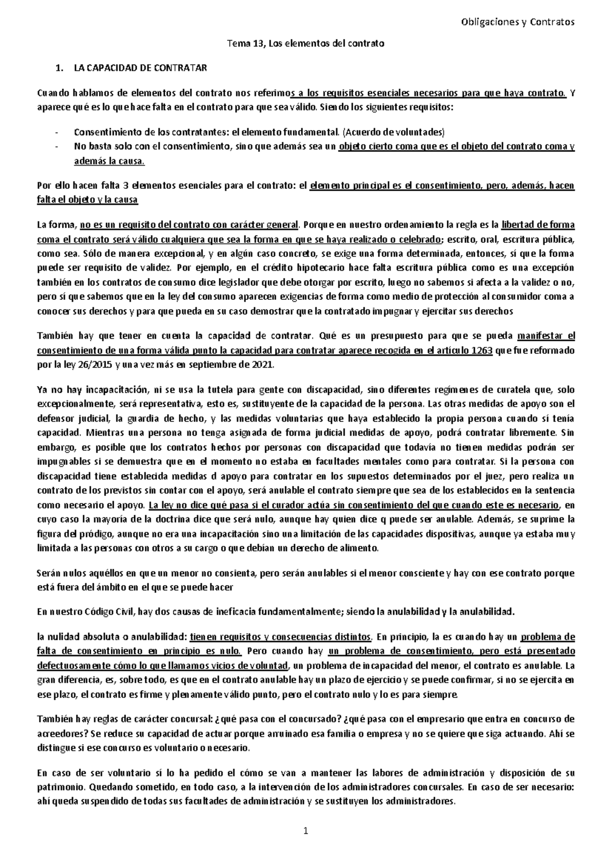 Tema Contratos Tema Los Elementos Del Contrato La Capacidad