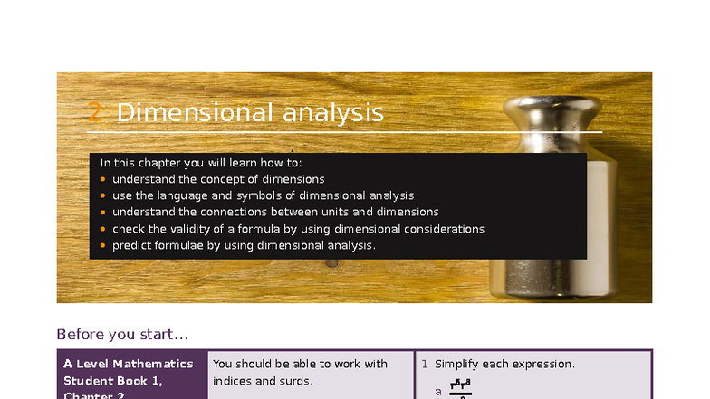 Further Mechanics C2 - Dimensional Analysis Notes - Studocu