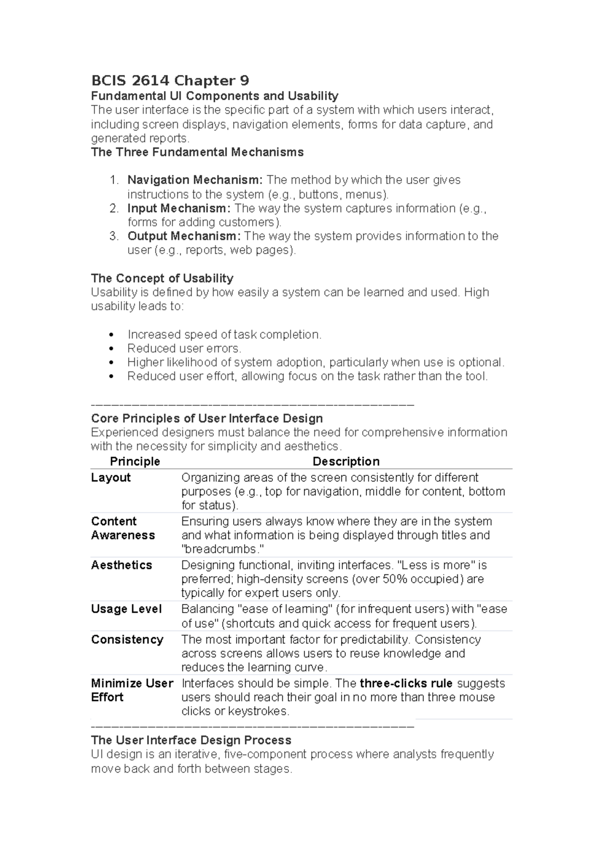 BCIS 2614 Chapter 9: UI Components & Usability Principles - Studocu